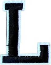 Alfabet Strijk Letter Embleem Patches Zwart Wit Dun Randje Letter L / 4 cm / 5 cm