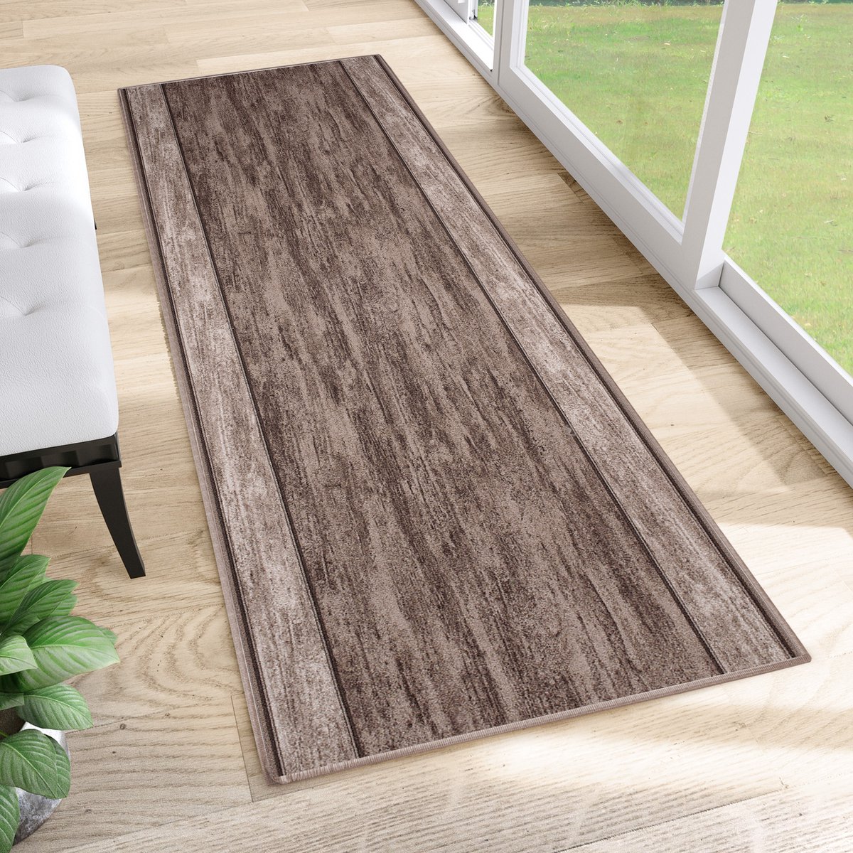 Tapiso Antislip Rubber Vloerkleed Bruin Gang Rubbermat Tapijt Maat- 80x750