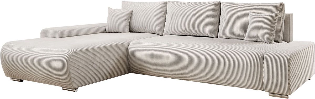 Hoekbank / Zitbank / Slaapbank Iseo - L-Vorm - 260 x 180 x 81 cm - Beige - Incl. Kussens