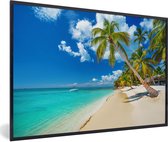 Fotolijst incl. Poster - Strand - Zee - Boot - Palmboom - 120x80 cm - Posterlijst