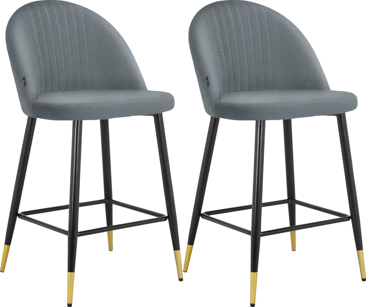 Notio Living Marlis-Barkruk - Set van 2 - Grijs Fluweel
