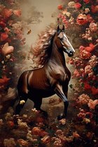 Paard tussen bloemen #3 poster - 50 x 70 cm