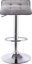 Barkruk Design - Mini rugleuning - Linnen - Set van 1 - Keuken & bar - Barstoelen - Barkrukken ergonomisch - Lichtgrijs - Verstelbaar in hoogte - Zithoogte 62-84cm