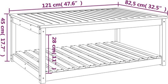 vidaXL Houten Tafel - Tuin Tafel - Tuintafel 121x82,5x45 cm massief douglashout - Buitentafel - Douglas Hout - Tuinset