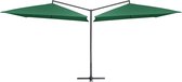 The Living Store Dubbele Parasol - Groen - 485 x 250 x 260 cm - UV-beschermend polyester - Stabiel en duurzaam - Eenvoudig te monteren