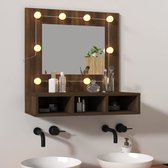 The Living Store Armoire à miroir avec éclairage LED- Chêne brun - 60 x 31,5 x 62 cm - Installation flexible