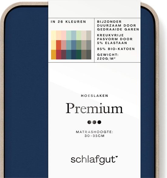 schlafgut Premium Bio Katoen Jersey Hoeslaken XL - 180x200 - 200x220 570 Blue Deep