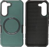 Hoesje Geschikt voor Samsung Galaxy S22 - MagSafe Hoesje - Shockproof Back Cover - Donker Groen