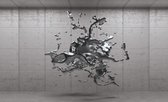 Fotobehang - Vlies Behang - Grijze Verf 3D - Kunst - 312 x 219 cm