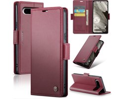 CaseMe - Hoesje geschikt voor Google Pixel 8 - Retro Wallet Book Case - Met Magnetische Sluiting - Rood