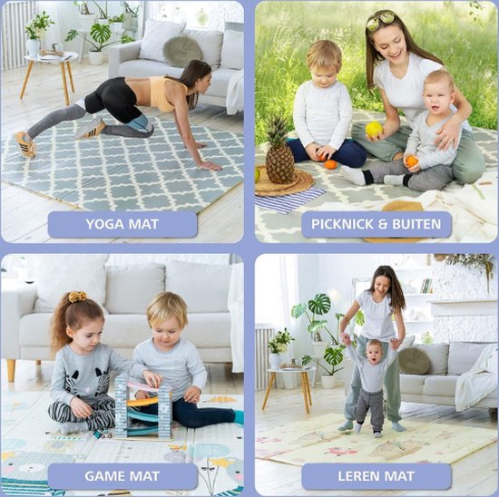 Speelmat Baby Kinderen - Dubbelzijdige vloermat - Opvouwbaar - 180x200cm - Babygym mat van HOMCOM — afbeelding 4