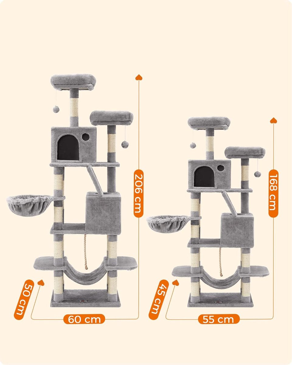 Krabpaal 168cm, 13 sisalzuilen, hangmat en mand - €69.95 thumbnail 6