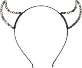 Halloween duivel hoorntjes - strass glitter - diadeem - zwart - kunststof