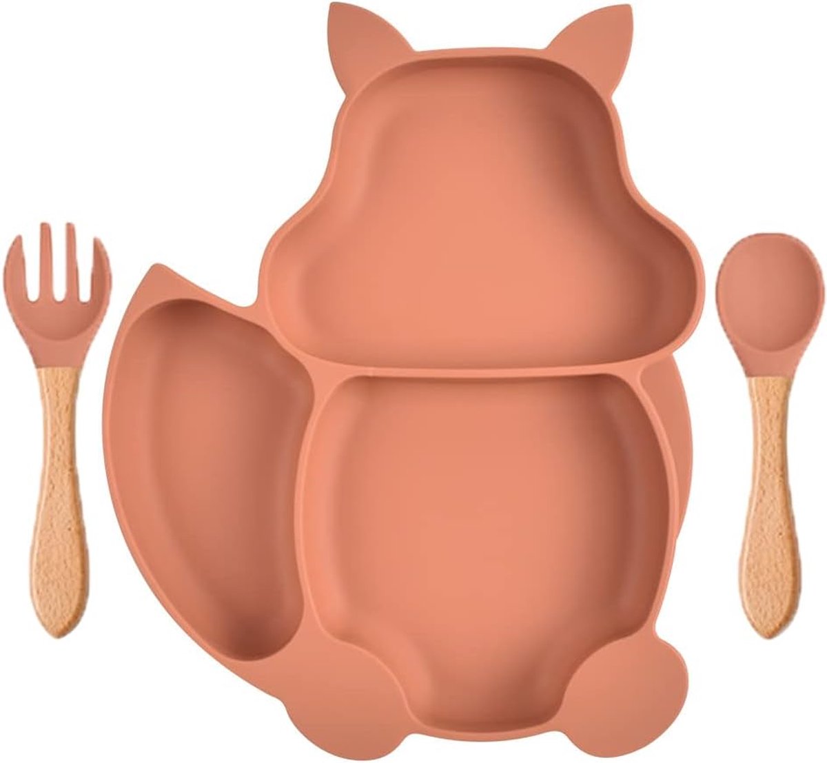Goedkoopste Babybordkom, serviesset voor babyvoeding, mini-siliconen placemat voor babyborden, antislip babybord voor baby's met zuignap, kinderbord met zuignap (oranje