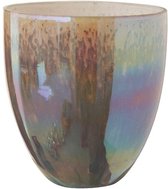 PTMD Windlicht Xela - 15x15x17 cm - Glas - Grijs