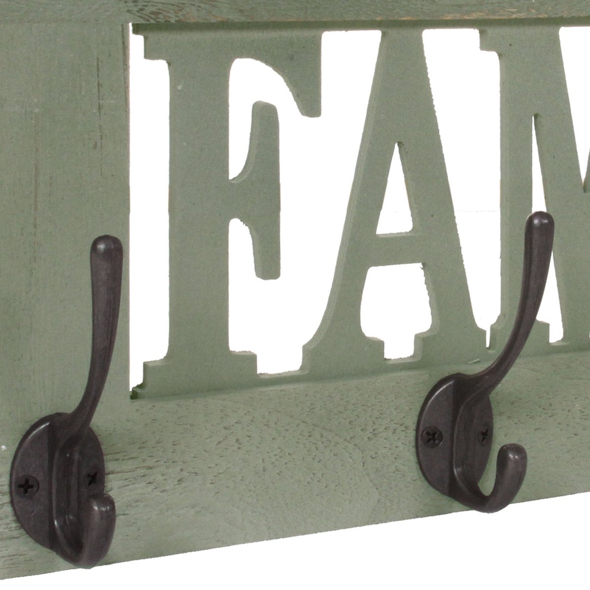 MCW Wandkapstok MCW-C60 Familie, kapstok, kapstokpaneel, shabby look vintage 60x21cm ~ groen, shabby