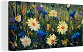 Canvas - Olieverf - Schilderij - Bloemen - Kunst - Schilderijen op canvas - 160x80 cm - Muurdecoratie - Wonen