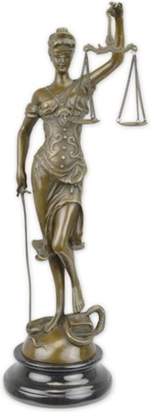 Vrouwe Justitia - Bronzen Beeld op een marmer Sokkel - Justitie - Mythologie - Brons Beeldje - Kunstwerk Sculptuur - Decoratie Kunst