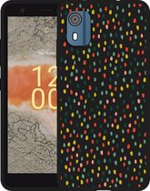 Cazy Hoesje Zwart geschikt voor Nokia C02 Happy Dots
