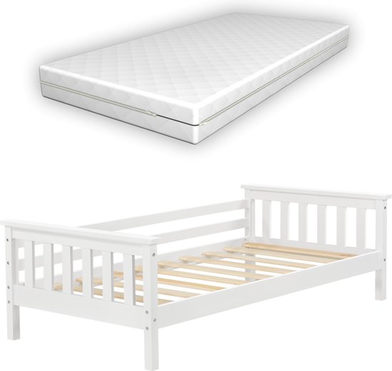 Kinderbed Jessa - Met matras en veiligheidsvoorziening - 70x140 - Wit - Voor meisjes - Voor jongens