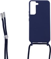 LuxeBass Siliconen hoesje met koord geschikt voor Samsung Galaxy S21 - Blauw - telefoonhoes - gsm hoes - telefoonhoesje