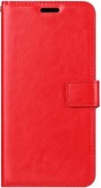 LuxeBass Hoesje geschikt voor Huawei Y6 (2019) - Bookcase Rood - portemonnee hoesje gsm hoesje - telefoonhoes - telefoonhoesjes