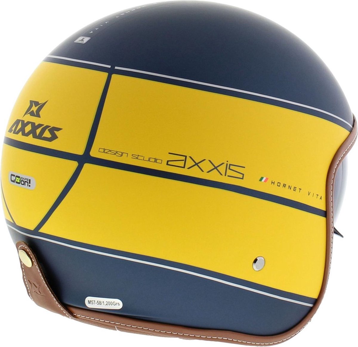 Axxis Hornet SV jet helm Vita mat geel blauw M - Motor / Brommer / Scooter / Vespa – foto 4