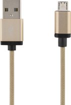 DELTACO MICRO-123F Micro-USB naar USB Kabel Gevlochten Nylon - 3 meter - Goud