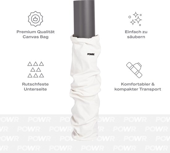 POWRX Yoga Mat TPE with Bag, Cool Grey