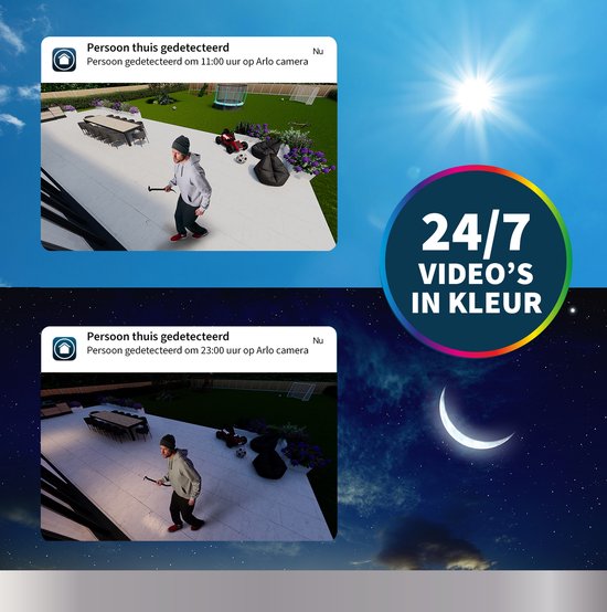 Arlo Pro 3 Floodlight draadloze WiFI beveiligingscamera voor buiten, 2K HDR, 160˚ kleurennachtzicht, sirene & krachtige spotlight (3000* lumen), bewegingsdetectie, 2-weg-audio, incl. proefp. Arlo Secure, 1 Floodlight, wit van Arlo — afbeelding 3