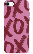 xoxo Wildhearts Can't Talk Now Pink - Single Layer - Roze hoesje geschikt voor iPhone SE 2022 / SE 2020 / 8 / 7 hoesje - Hardcase shockproof hoesje - Beschermhoesje roze geschikt voor iPhone SE 2022 / SE 2020 / 8 / 7 - Roze