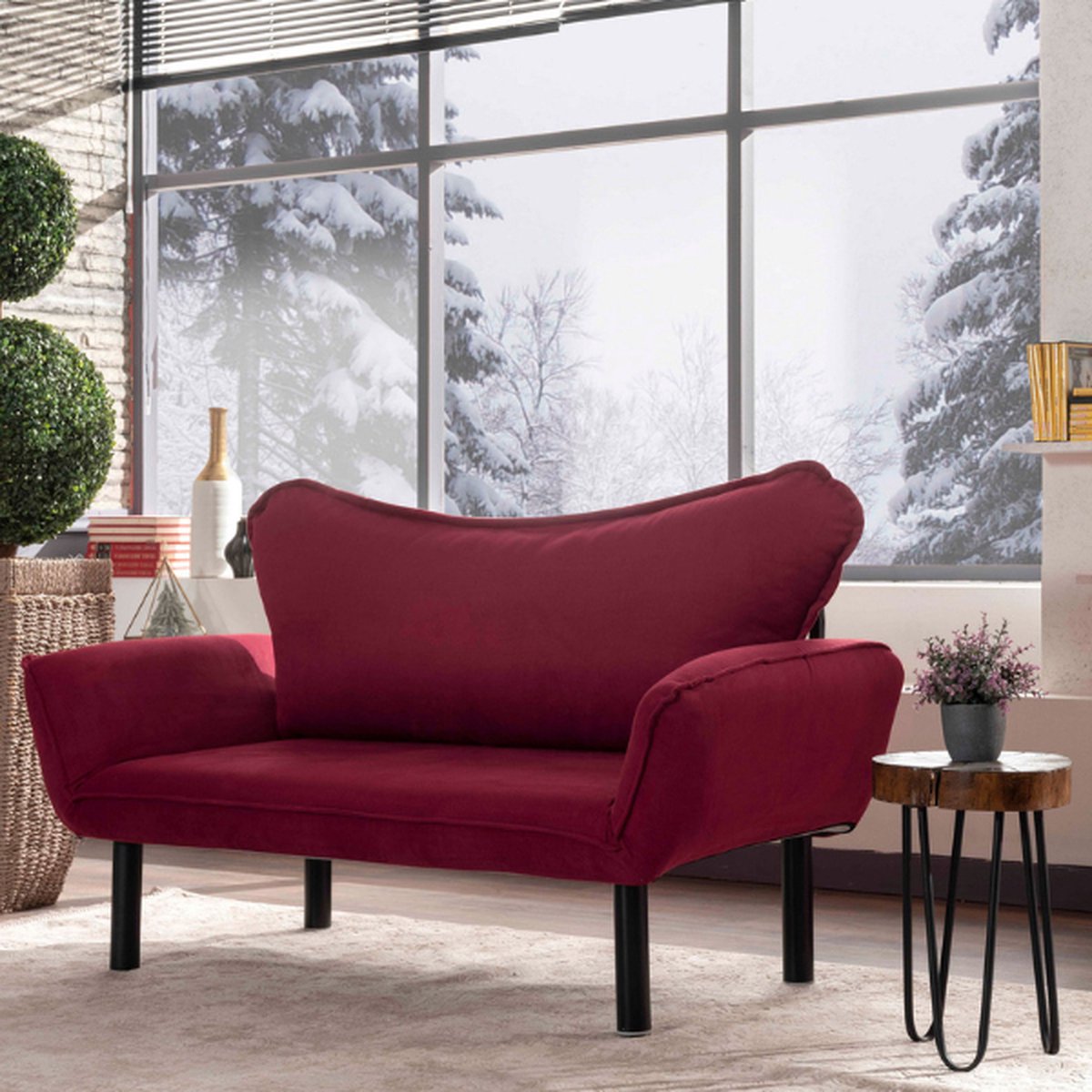 Skye Decor , 2-zits slaapbank, Chatto - Maroon, Stof, Kastanjebruin, 150 x 70 x 75 cm
