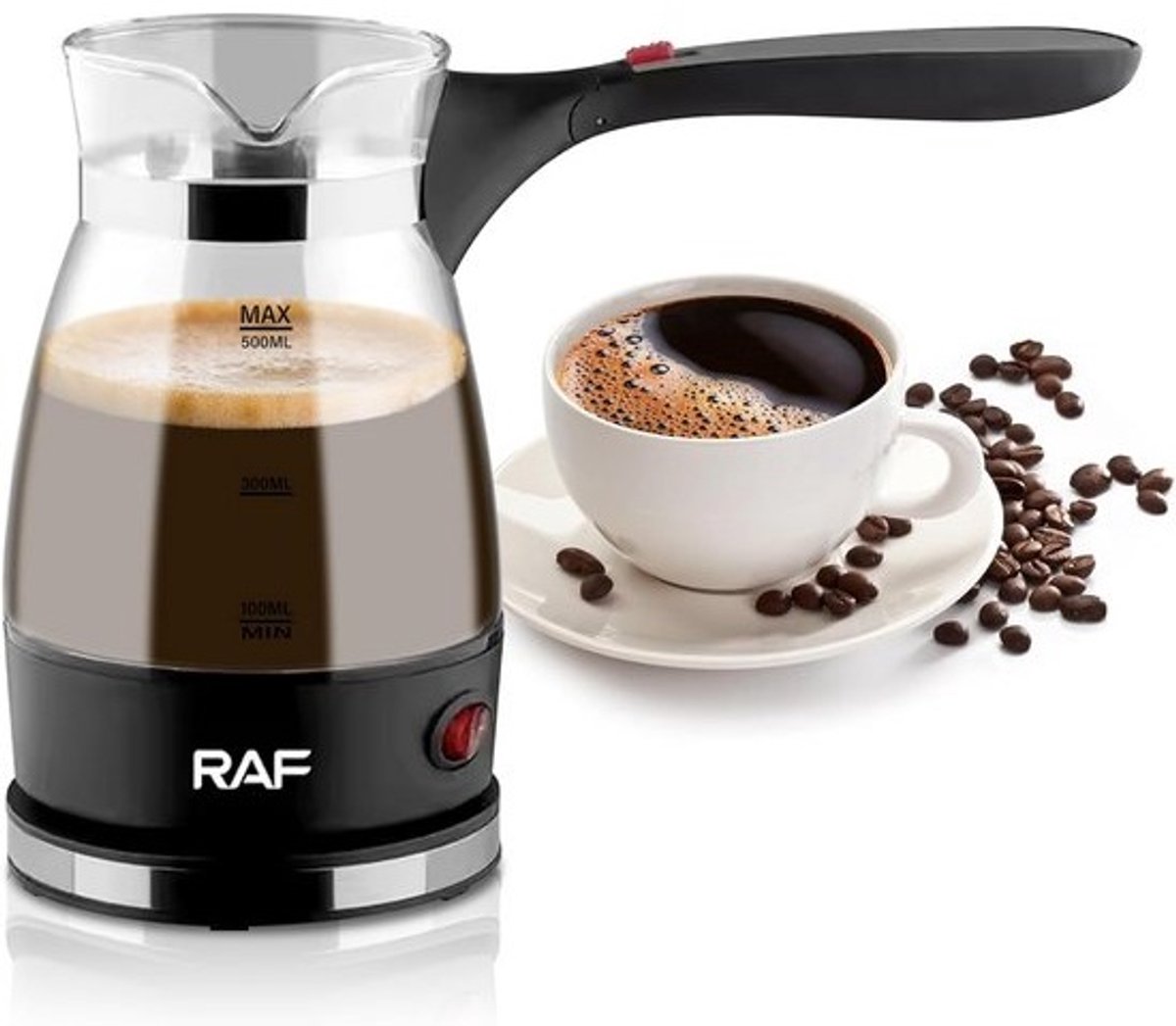 Elektrische Turkse Koffiemaker met Handvat, 500ml RVS Koffiekan