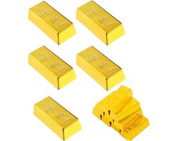 5 Piezas Réplica de Lingotes de Oro, Ladrillo Dorado Falso, Lingotes de Oro Plástico, Accesorios Decorativos para Decoración de Oficina en el Hogar, Oro Realista Ladrillo Prop Novedad Regalo Broma