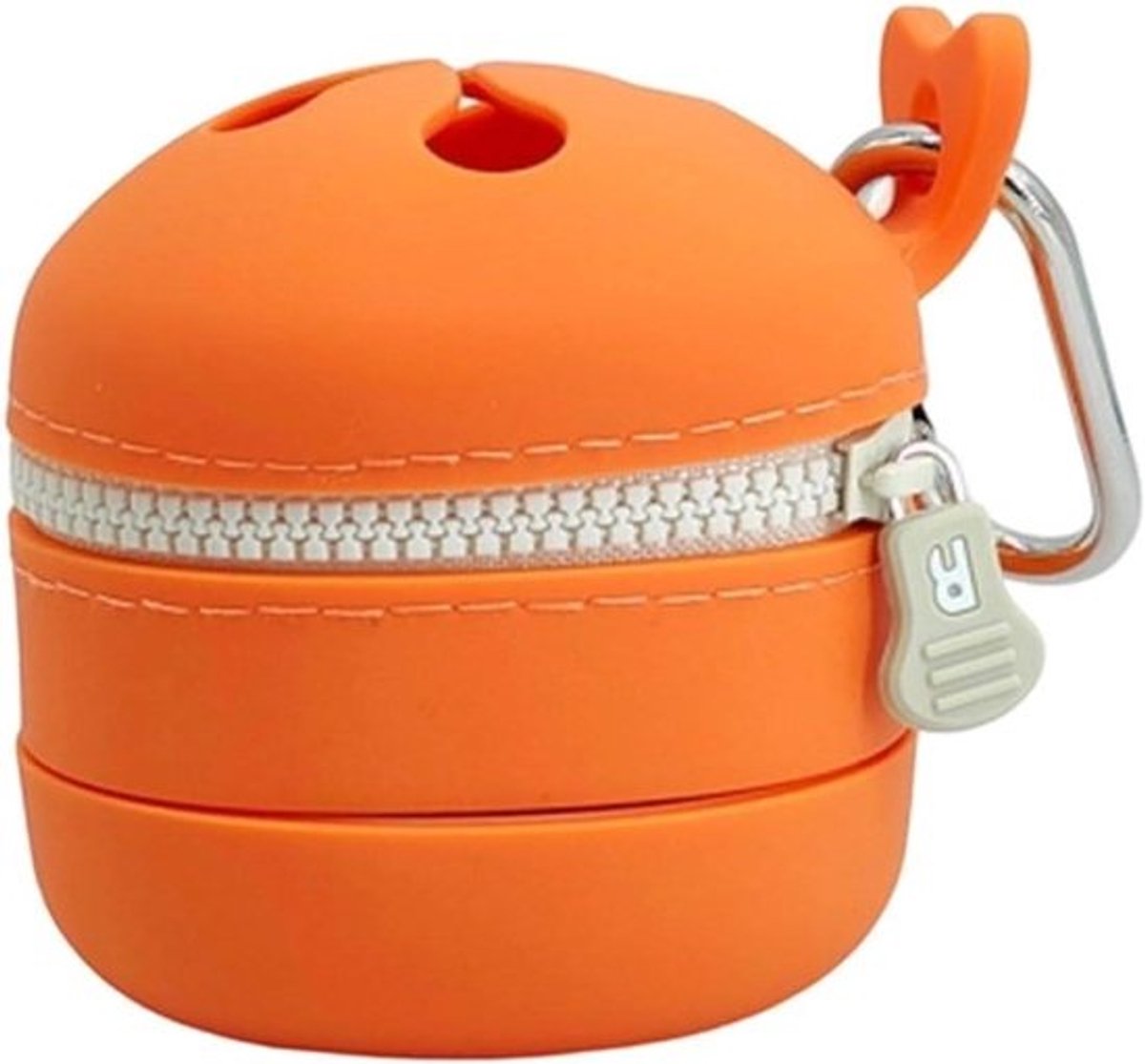Hengelafvalbak - Opvouwbare Vuilnisemmer - Visafval Verzamelen - Met Karabijnhaak - 10.5 cm - Oranje