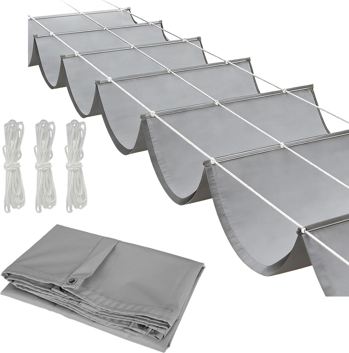 golf zonnezeil, 1 x 3 m, verstelbaar, schaduwafdekking, waterdicht, zonwering, uv-bescherming, voor buiten, pergola, luifel met montageset, voor luifel, terras, dek, binnenplaats, veranda