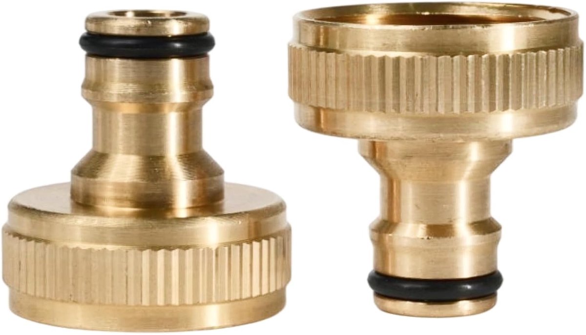 Set van 2 messing kraanverbinders, 1 inch binnendraad voor tuinslangadapter, hoogwaardige IG 1 inch snelkoppeling, compatibel met Gardena-insteeksysteem, corrosiebestendig en duurzaam voor