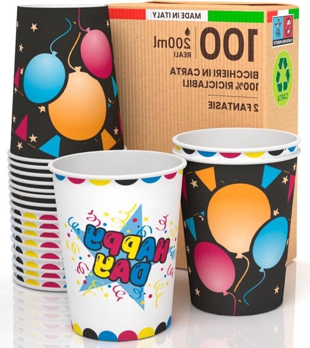 Kartonnen bekers - Wegwerp bekers - Feestjes en evenementen - Milieuvriendelijk materiaal - 200 ml 100 stuks - Zwart