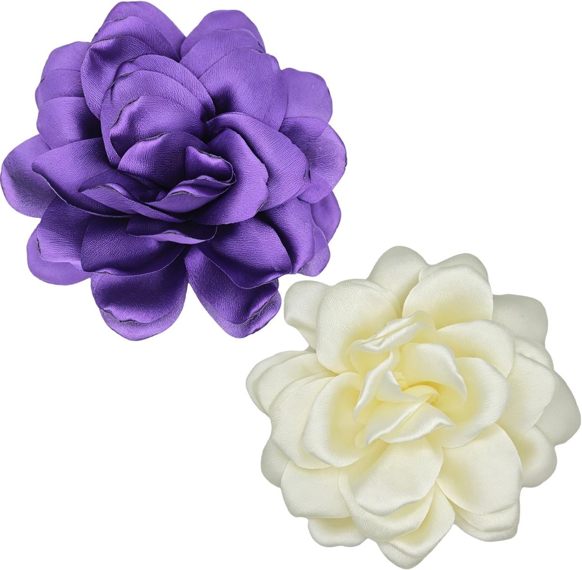 Broches, grote chiffon broche, elegante bloemenbroches voor haar, bruiloften, feesten en eindejaarsballen (melkwit, paars)
