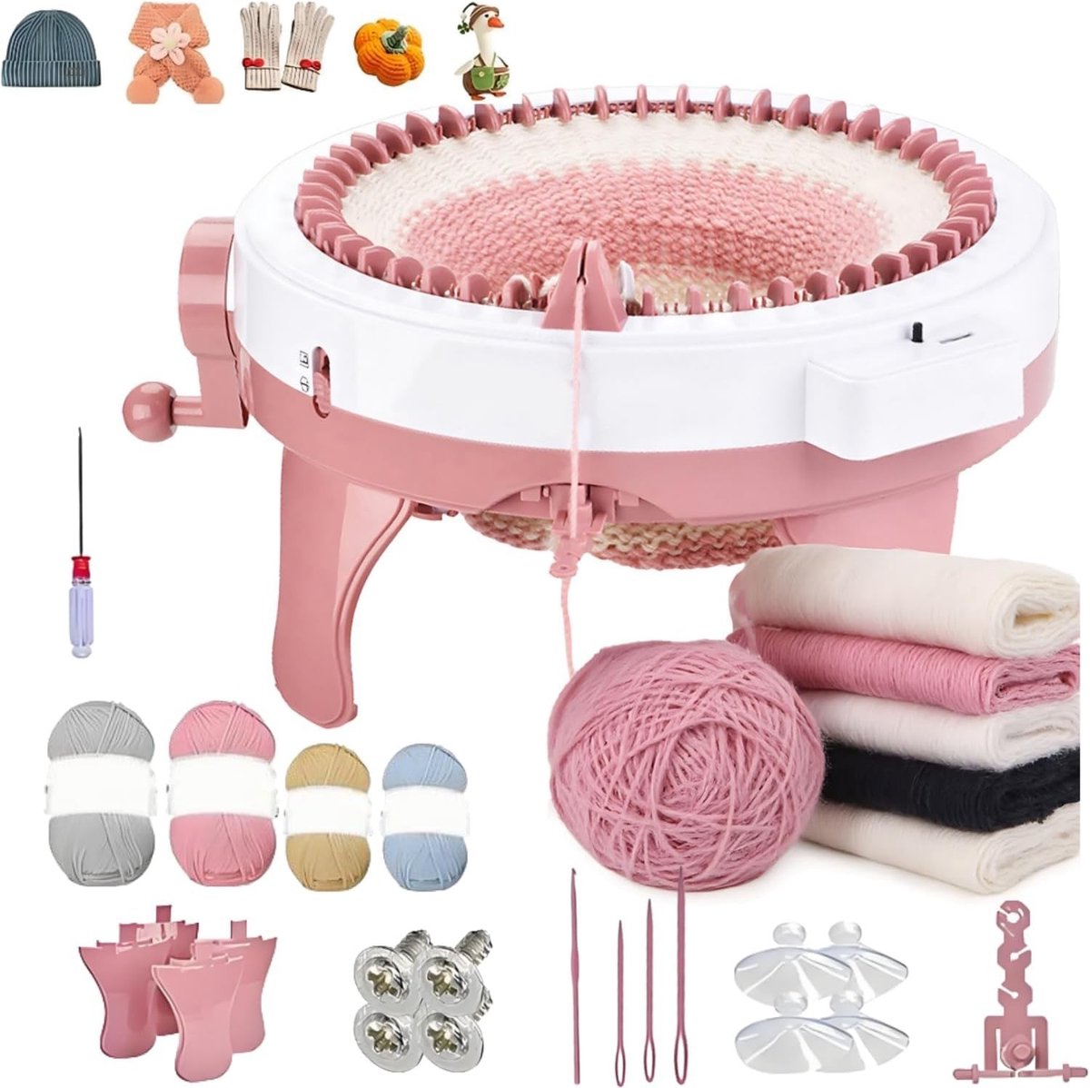 Knitting Machine met 48 Naalden, Slimme Weefmachine voor Sjaals, Mutsen en Sokken, Perfect voor Volwassenen en Kinderen, Creatief Breien en DIY-projecten