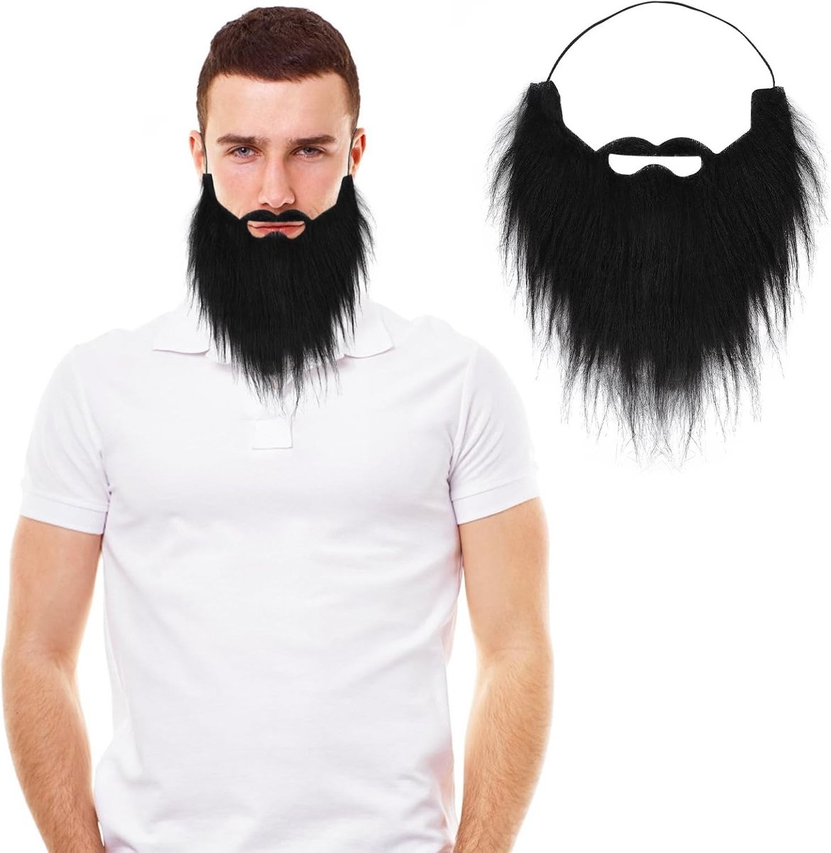 Grappige Neppartij Baard en Snor voor Feestjes, Halloween en Cosplay Decoraties voor Mannen en Kinderen (Zwart)