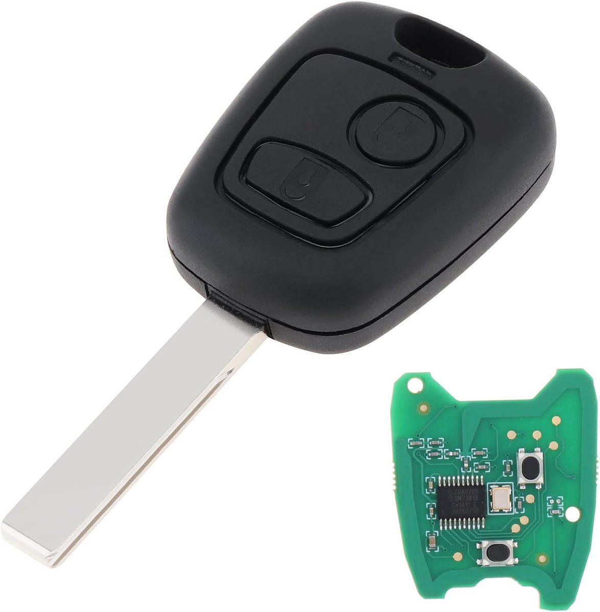 433MHz afstandsbediening met 2 toetsen met PCF7961 chip en HU83 lemmet voor Citroen 73373067C/Peugeot 307, 2000-2017