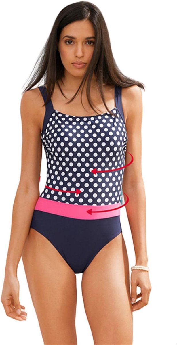 Costume for Women One Piece Women Striped Swimsuit One Piece Backless Swimwear S~Xxl-Pink Belt,L