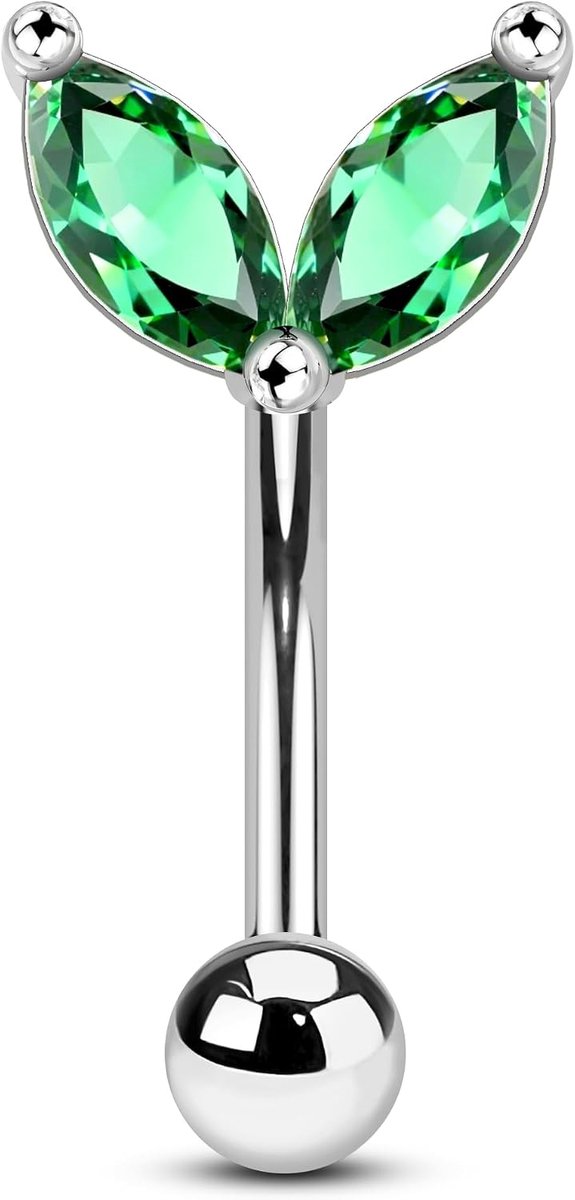16G Rook Piercing sieraden groene CZ wenkbrauwen piercing gebogen barbell 316L chirurgisch staal helix kraakbeen oorbel stang daith tragus sieraden rook wenkbrauw piercing voor vrouwen 8 mm