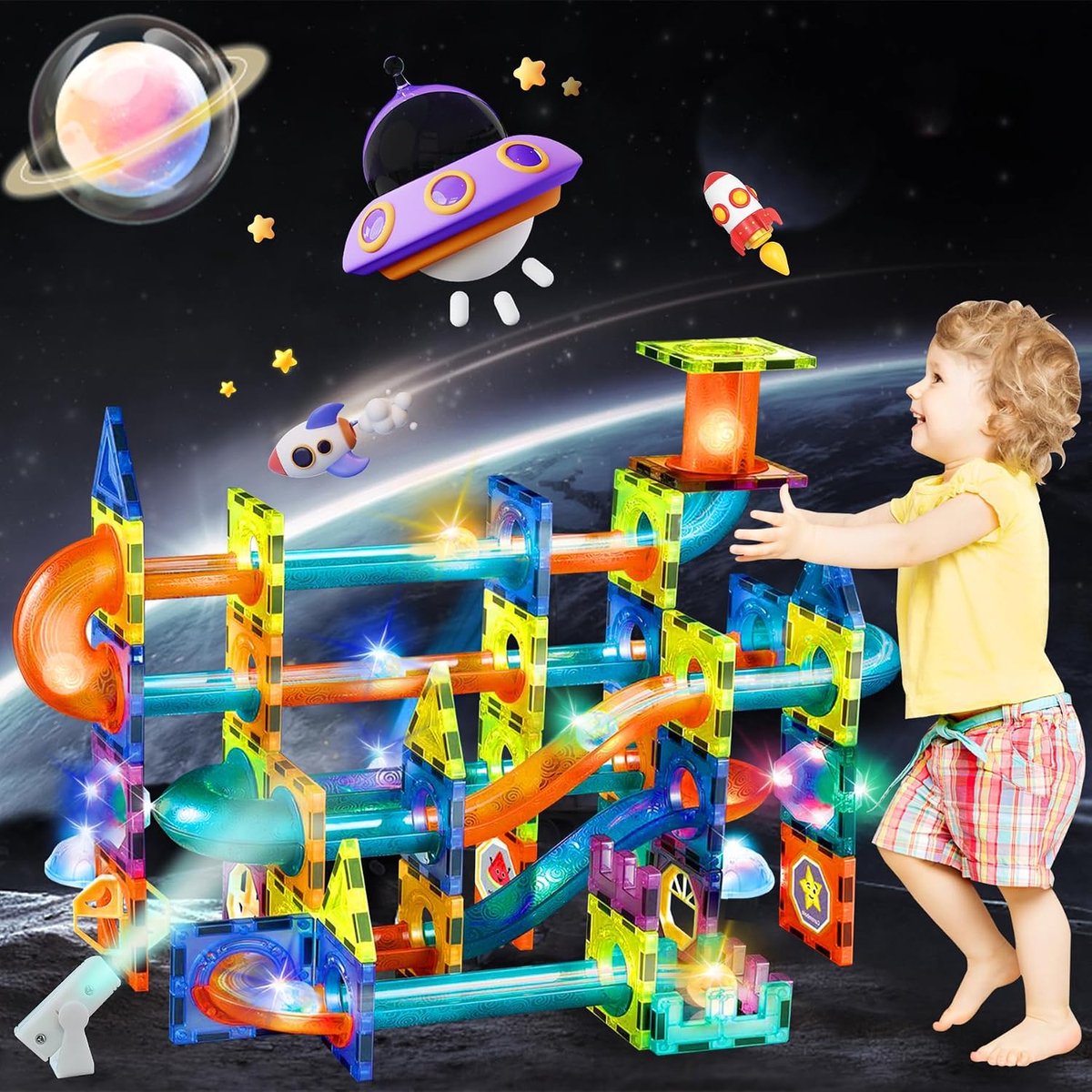 Magnetische bouwstenen, 75 stuks, kbaan, magneten voor kinderen, magnetische bouwstenen, bouwset, speelgoed vanaf 3 jaar, creatieve 3D-magneetbouwstenen, magneetspel, cadeaus voor jongens en