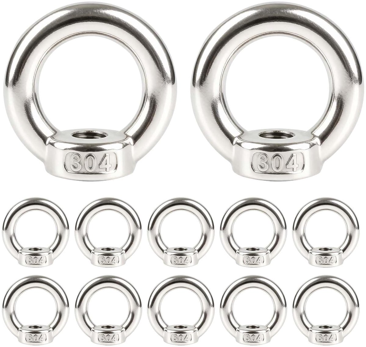 Ringmoeren M8 - Roestvrij staal 304 - 12 stuks - Ideaal voor bevestigingsprojecten - ShopVlot