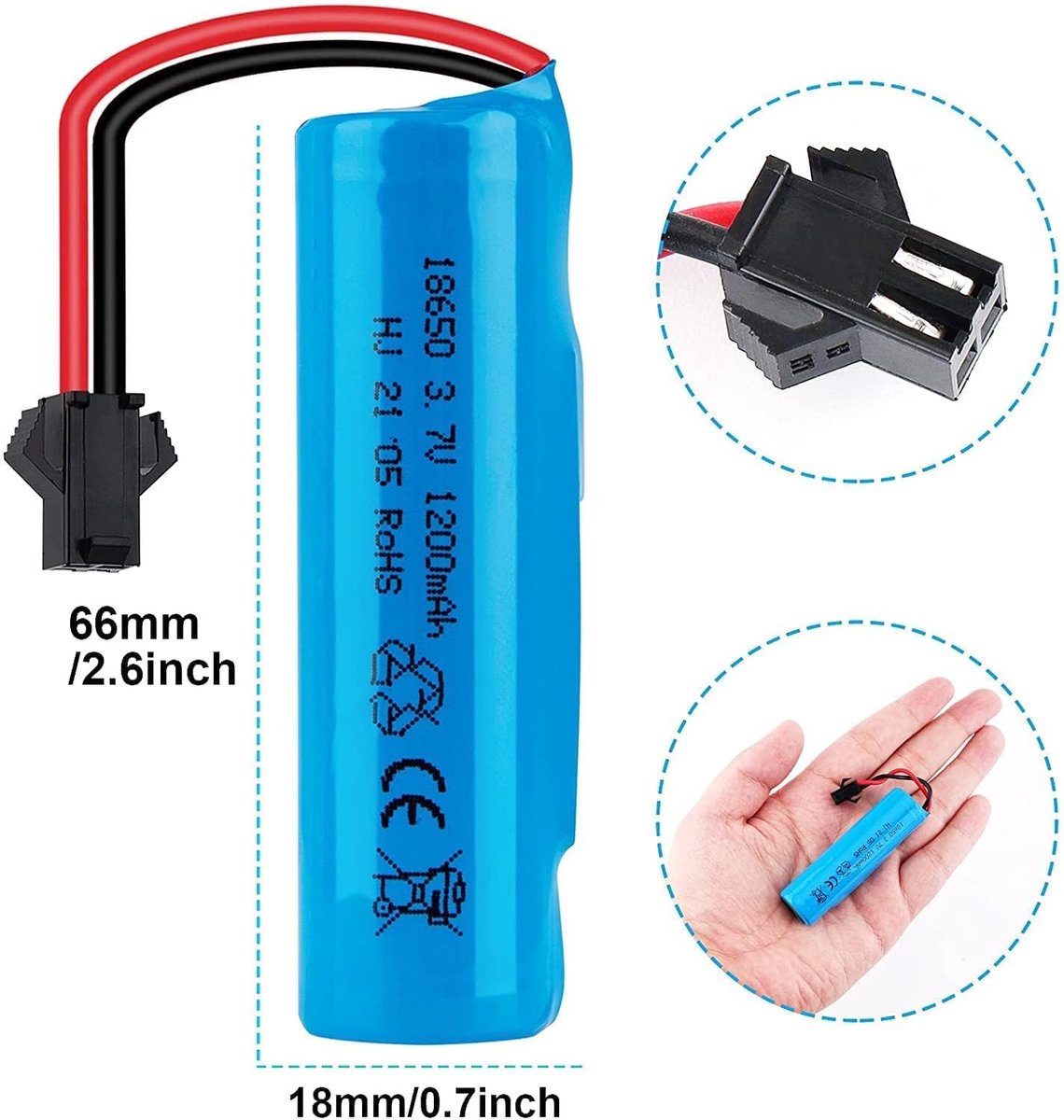 1 stuk 3.7V 1200mAh 1S Lipo batterij met SM Plug Connector voor RC auto off-road truck