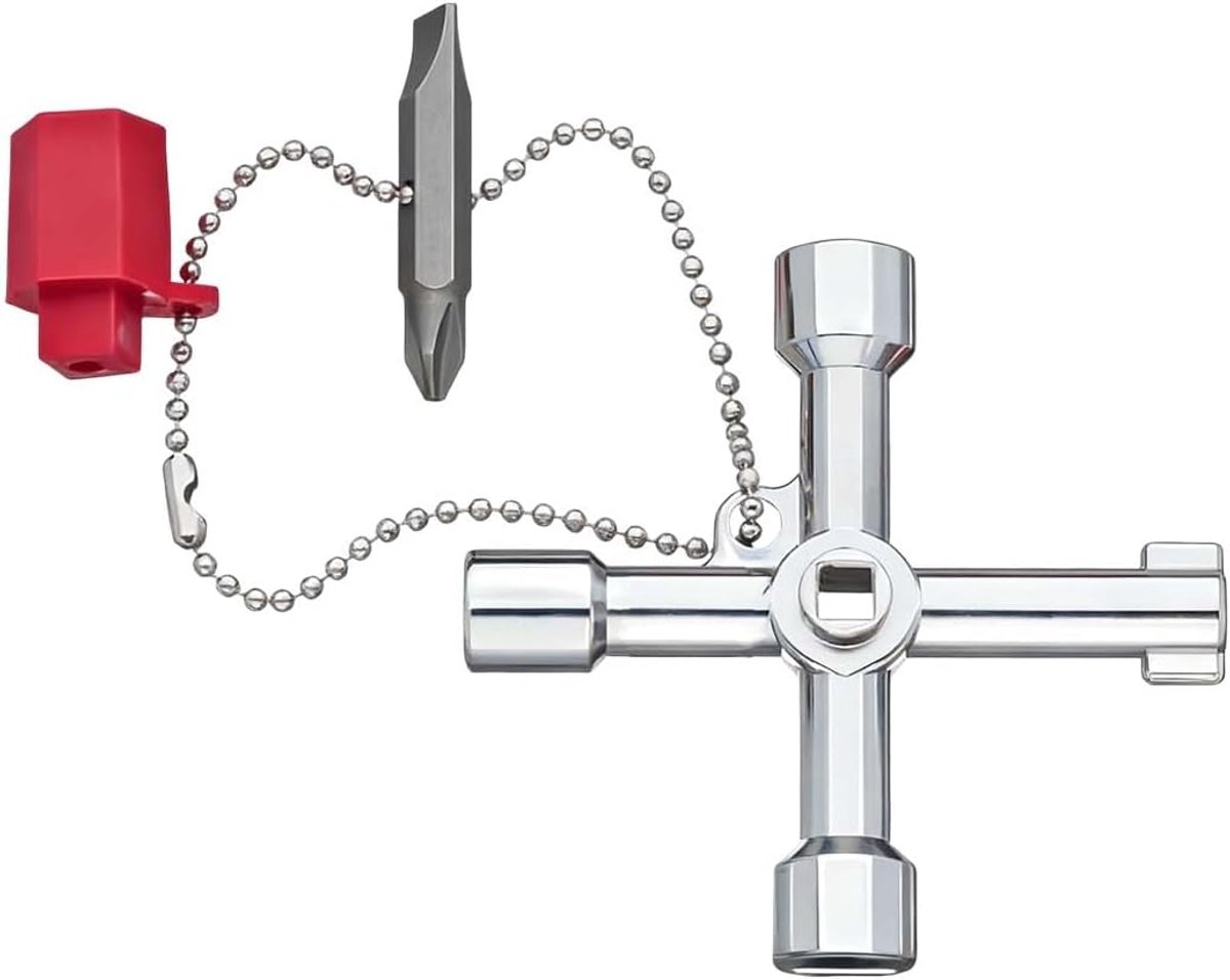 1 stuks 4-in-1 universele sleutel voor gangbare kasten en stopsystemen, universele kruisschakelaarsleutel, bouwsleutel, sleutel voor elektrische watermeter, voor loodgieters