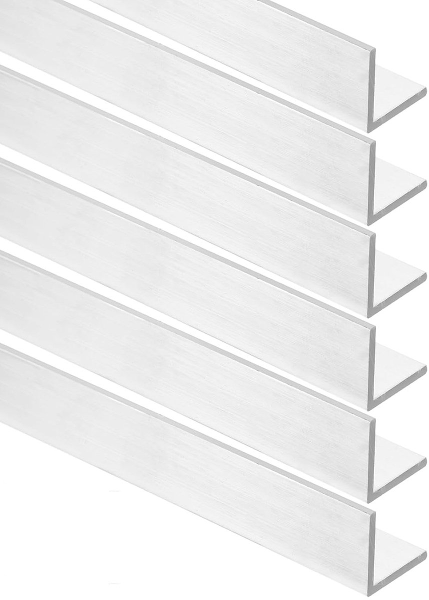 11,81 inch aluminium hoekprofiel 19/32"x19/32"x3/64" zilver aluminium 6061 T6 Temper walsmateriaal voor doe-het-zelfprojecten industriële bouw pakket met 6 stuks