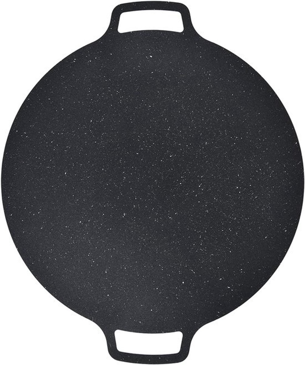 BBQ Grillpan - Ronde Plaat - Binnen Koken - Anti-aanbak - 41CM - Zwart
